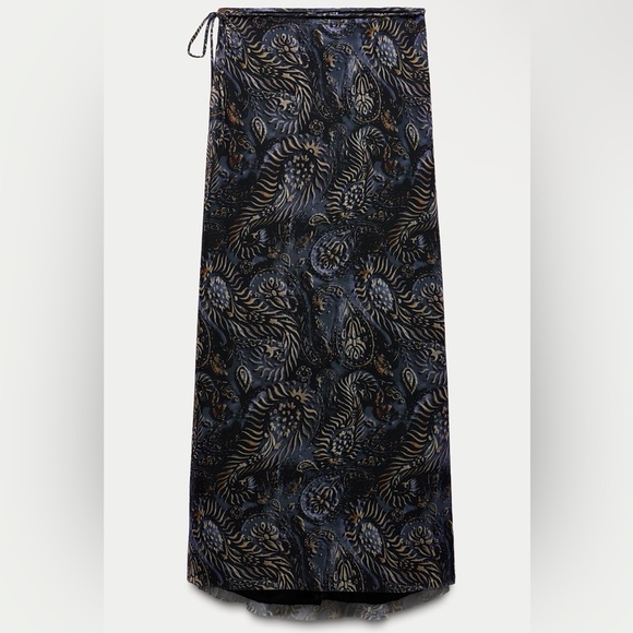 Printed Tulle Midi Skirt - Picture 1 of 1